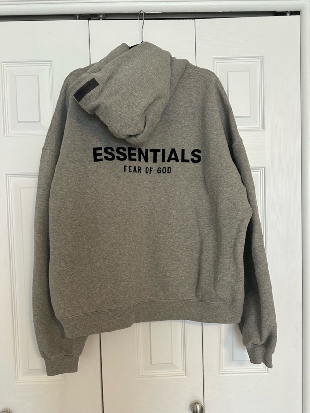 Fear of God ESSENTIALS Heather Gray Hoodie with Black Logo